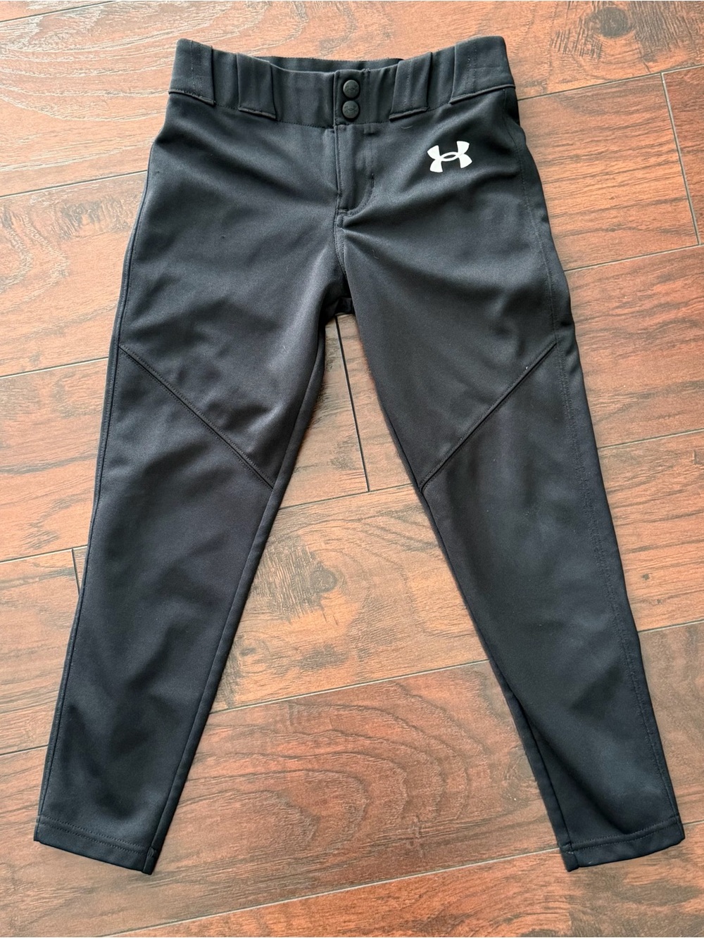 Under Armour Baseball Pants Black YS Youth Small Full Length Snap Buttons
